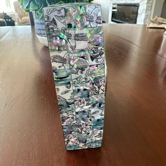 Korean Mother-of-pearl Square Table Clock-Lee Won-geun cultural heritage worker - Picture 5 of 6